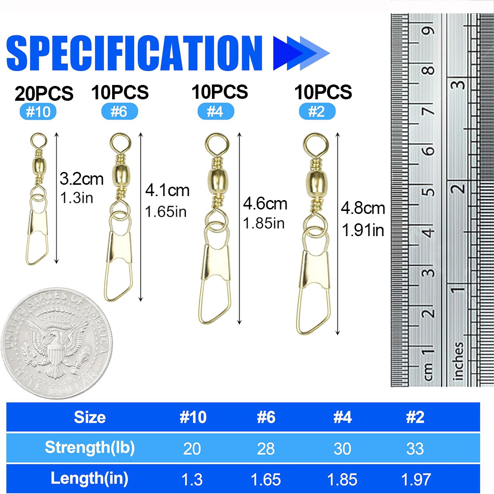 50Pcs Gold Fishing Barrel Swiv – Fishing Lure Accessories Bewertung und Preis
