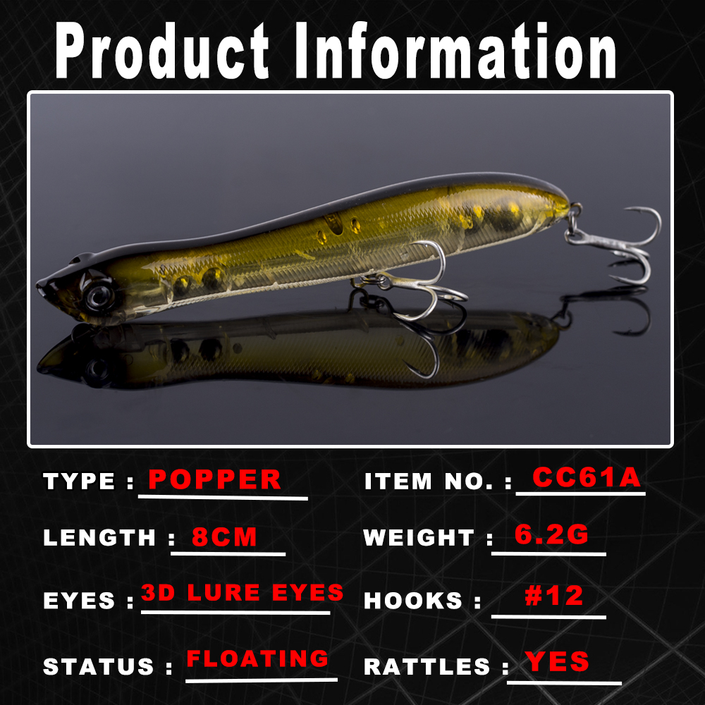 AYWFISH 8CM 6.2G Baby Popper F – Fishing Lure Popper Bewertung und Preis